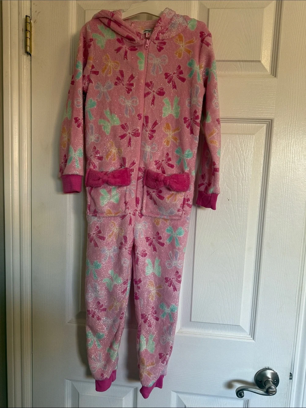 Pink Butterfly Hooded Kids Pajama Onesie